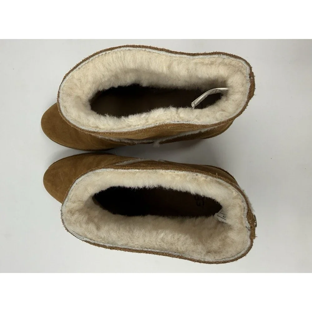 UGG Kasen Chestnut Suede Shearling Ankle Boots Womens 8.5